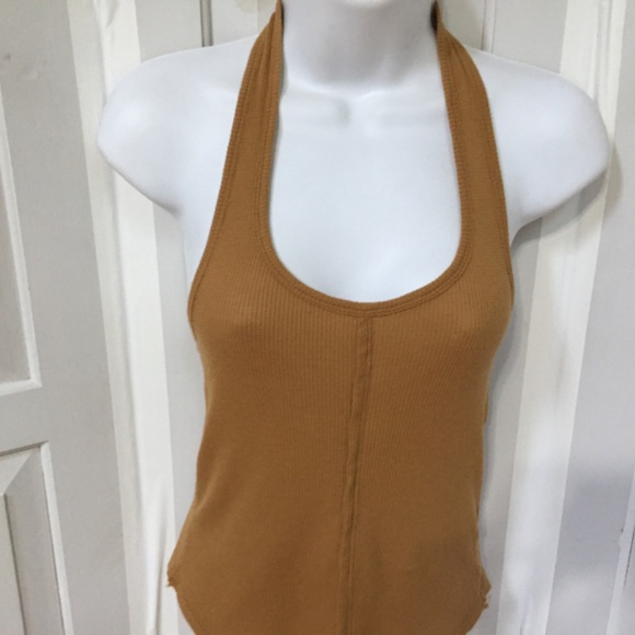 Anthropologie We the Free Tan Ribbed Halter Tank Top - Picture 4 of 14